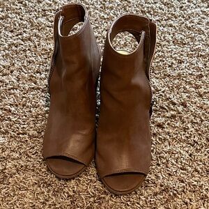 Madden Girl Brown Peep-Toe Ankle Booties